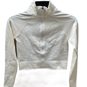 ❤️ FABLETICS RIBBED CREAM CROPPED ZIP UP TOP SIZE SMALL